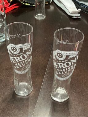 Peroni Clear Branded Pilsner Glass - White Logo - Set of 2